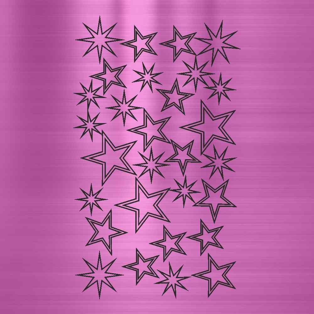 Chrom Nailart Sticker Sterne Pink