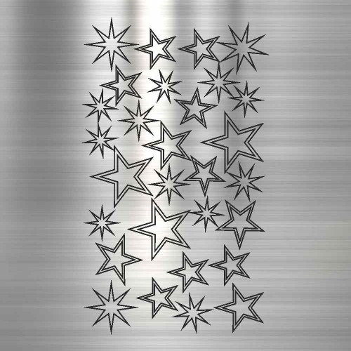 Chrom Nailart Sticker Sterne Silber