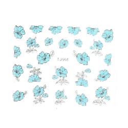 Holosticker Blumen TJ005 blau-silber