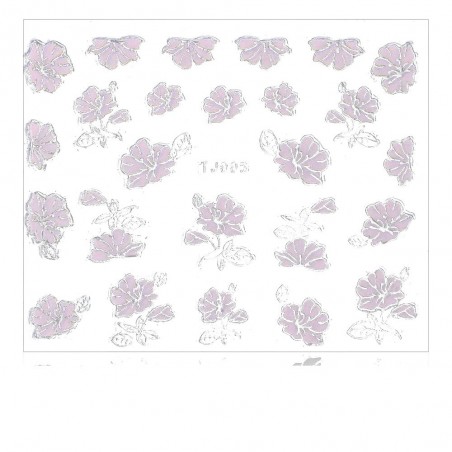 Holosticker Blumen TJ005 rosa-silber