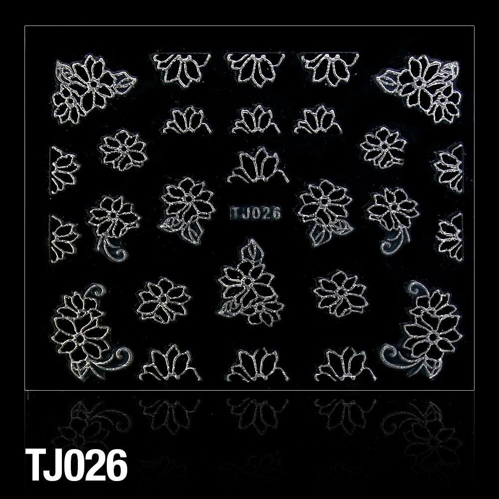 Holosticker Blumen TJ026 schwarz-silber