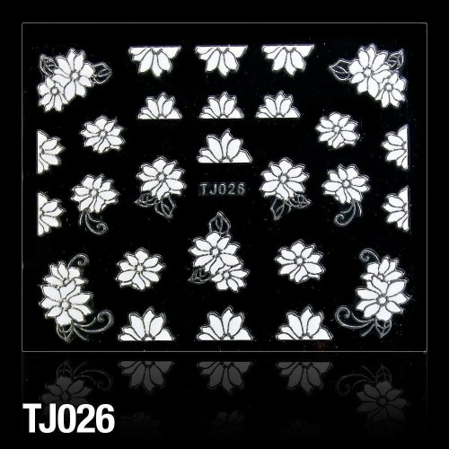 Holosticker Blumen TJ026 weiss-silber