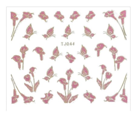 Holosticker Blumen TJ044 rosa-gold